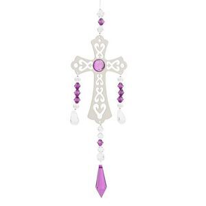 Sunflower Garden Birthstone Cross Suncatcher, February